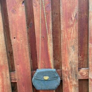 Elegant Gray Crossbody Bag with Gold Chain